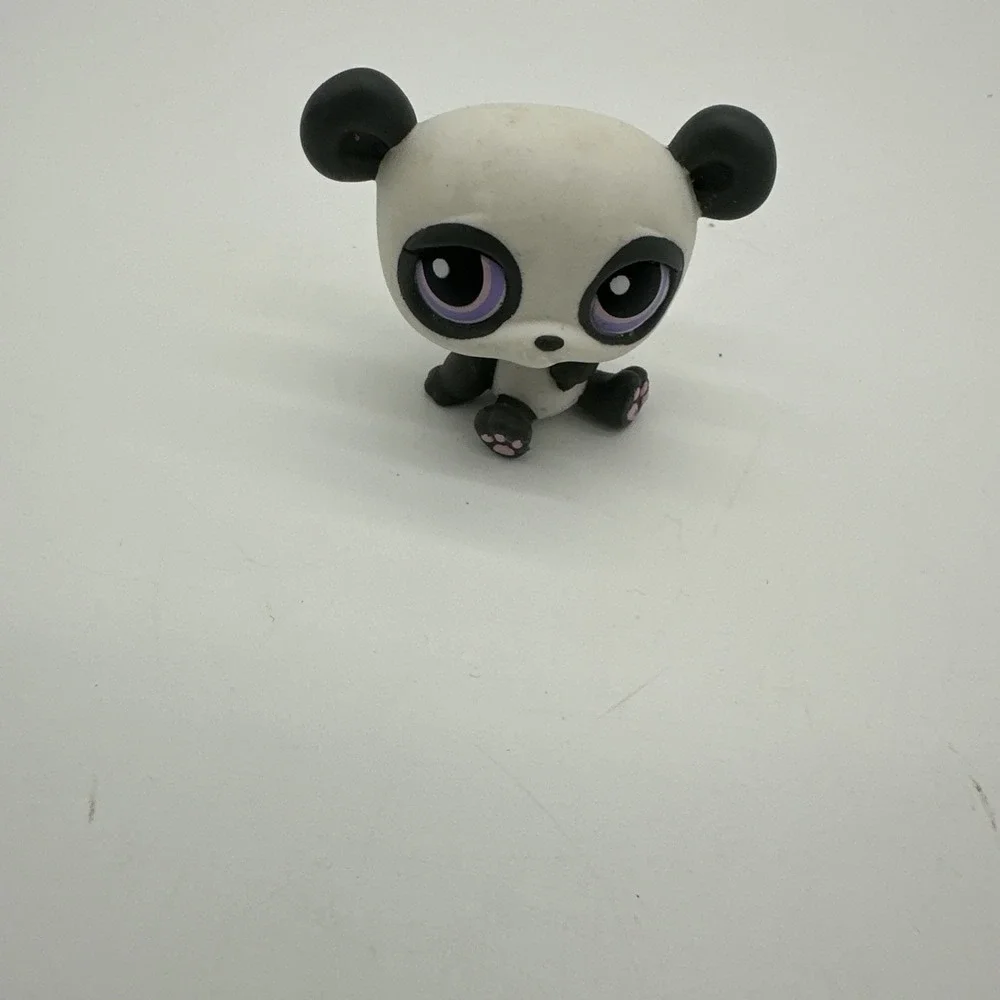 Littlest Pet Shop Panda Bear LPS #89 Gray & White Purple Pink Eyes Red Magnet